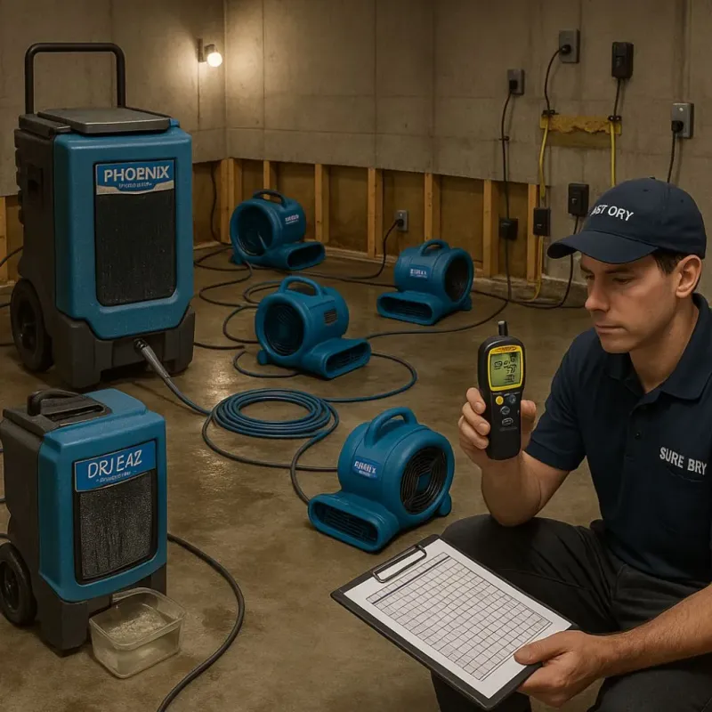 Structural Drying and Dehumidification process in Medford, OK